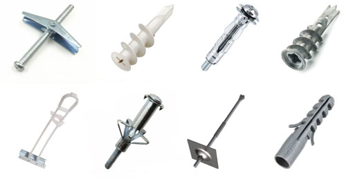 Different types of drywall anchors