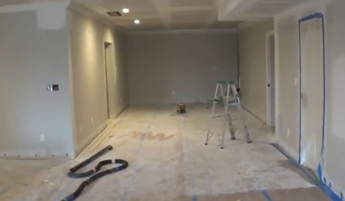 Drywall dust in work area