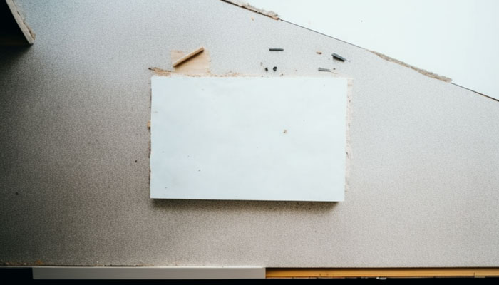 Drywall sheet on workbench
